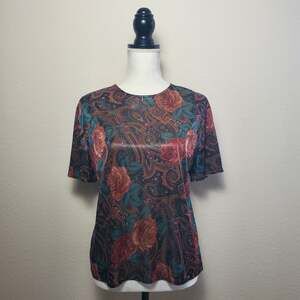 Dina Ariel Paisley Floral Sheer Top Medium
